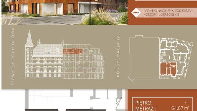 Rzut - Mieszkanie na sprzedaż 3 pokoje o powierzchni 62,63 m² - numer B.4.3 w Browar Jedności