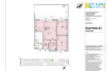Rzut - Mieszkanie na sprzedaż 3 pokoje o powierzchni 54,35 m² - numer B1.1 w HELLO! KUKUŁKI bud. B