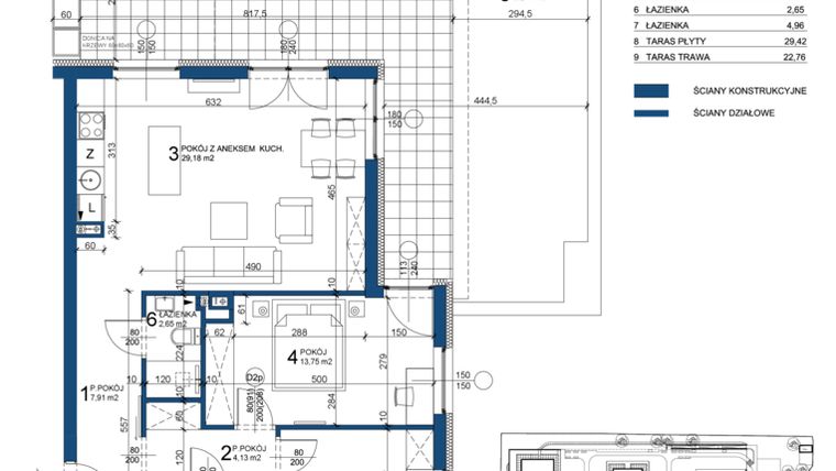 Rzut - Mieszkanie na sprzedaż 3 pokoje o powierzchni 73,09 m² - numer 85 w Bursztynowy Dom