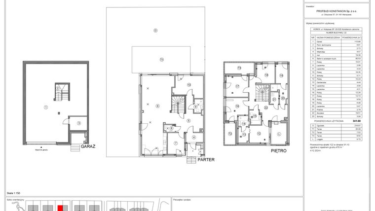 Rzut - Dom na sprzedaż 6 pokoi o powierzchni 341,68 m² - numer 22 w Gaia Park
