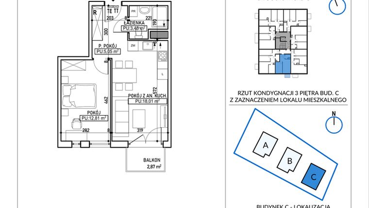 Rzut - Mieszkanie na sprzedaż 2 pokoje o powierzchni 39,32 m² - numer 5-27 w Jodłowicka 5