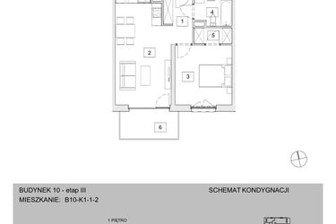 Rzut - Mieszkanie na sprzedaż 2 pokoje o powierzchni 47,71 m² - numer B10-K1-1-2 w Żerniki na Novo III