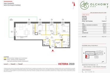 Rzut - Mieszkanie na sprzedaż 4 pokoje o powierzchni 73,91 m² - numer 19 w Olchowy Park VII