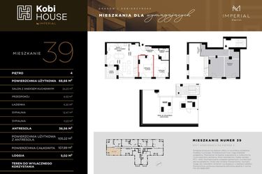 Rzut - Mieszkanie na sprzedaż 5 pokoi o powierzchni 108,44 m² - numer 39 w Kobi HOUSE