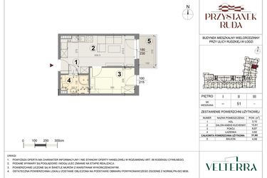 Rzut - Mieszkanie na sprzedaż 2 pokoje o powierzchni 31,78 m² - numer 51 w Przystanek Ruda