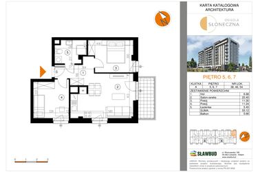 Rzut - Mieszkanie na sprzedaż 3 pokoje o powierzchni 54,75 m² - numer 54 w Osiedle Słoneczna
