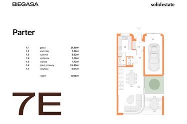 Rzut - Dom na sprzedaż 5 pokoi o powierzchni 173,52 m² - numer 7E w BIEGASA