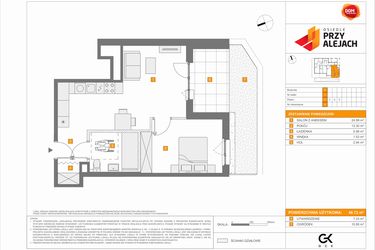 Rzut - Mieszkanie na sprzedaż 2 pokoje o powierzchni 48,72 m² - numer F.4 w Osiedle Przy Alejach etap 4