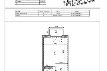 Rzut - Mieszkanie na sprzedaż 1 pokój o powierzchni 26,89 m² - numer C.2.2 w IVY HOUSE - Apartamenty inwestycyjne