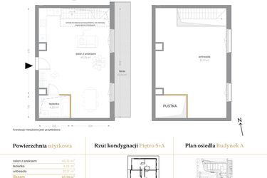 Rzut - Mieszkanie na sprzedaż 1 pokój o powierzchni 82,25 m² - numer A/64 w Królowej Jadwigi
