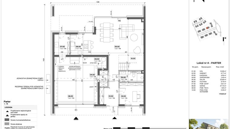 Rzut - Dom na sprzedaż 5 pokoi o powierzchni 190,37 m² - numer B-4 w Neo Natolin II