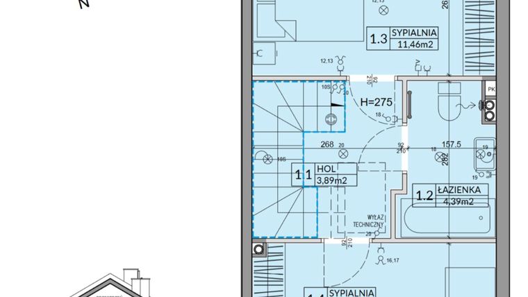 Rzut - Dom na sprzedaż 3 pokoje o powierzchni 65,67 m² - numer 63B w Nova Magdalenka 7 etap VII-VIII