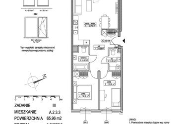 Rzut - Mieszkanie na sprzedaż 3 pokoje o powierzchni 66,1 m² - numer A.2.3.3 w Atut III