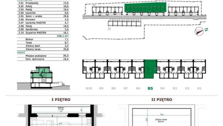 Rzut - Mieszkanie na sprzedaż 5 pokoi o powierzchni 108,1 m² - numer B5.2 w Dębowe Zacisze