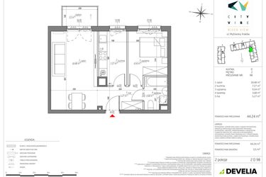 Rzut - Mieszkanie na sprzedaż 2 pokoje o powierzchni 44,36 m² - numer E/2 D 98 w City Vibe