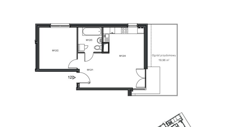 Rzut - Mieszkanie na sprzedaż 2 pokoje o powierzchni 46,73 m² - numer 12 w Wzgórze Krzemionki II