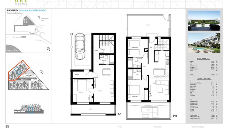 Rzut - Mieszkanie na sprzedaż 2 pokoje o powierzchni 74,06 m² - numer DB-3 w Nature Views - Torrevieja