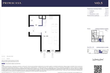 Rzut - Mieszkanie na sprzedaż 1 pokój o powierzchni 28,73 m² - numer B2 – M0.5 w Primacasa