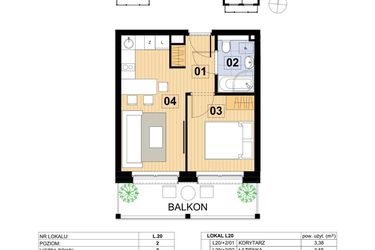 Rzut - Mieszkanie na sprzedaż 2 pokoje o powierzchni 30,04 m² - numer L20 w Green Park Resort III