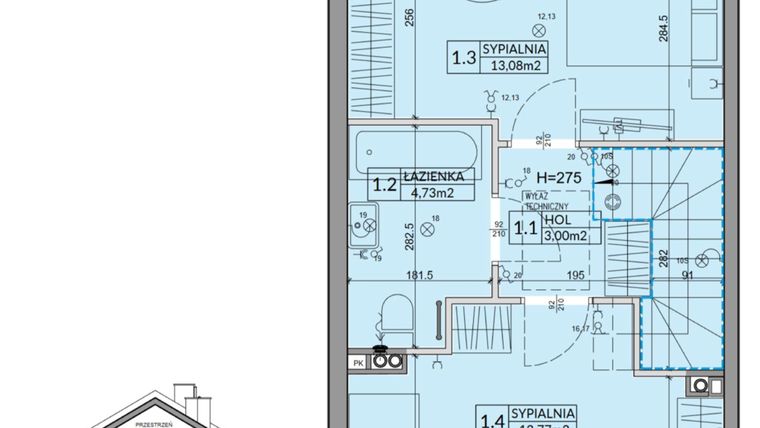 Rzut - Dom na sprzedaż 3 pokoje o powierzchni 72,53 m² - numer 84A w Nova Magdalenka 7 etap IX-XII