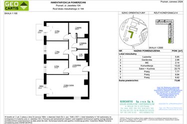 Rzut - Mieszkanie na sprzedaż 4 pokoje o powierzchni 73,6 m² - numer D144 w Jasielska 8C