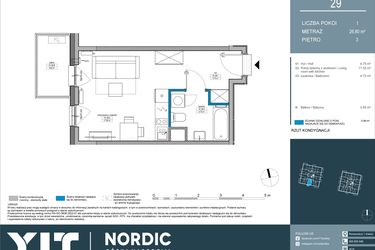 Rzut - Mieszkanie na sprzedaż 1 pokój o powierzchni 26,8 m² - numer 29 w Nordic Górka Narodowa