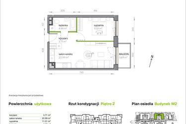 Rzut - Mieszkanie na sprzedaż 2 pokoje o powierzchni 40,15 m² - numer M2/1/2/21 w Przy Parku Vita