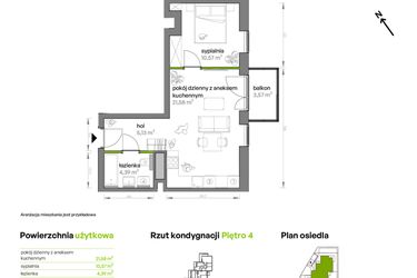 Rzut - Mieszkanie na sprzedaż 2 pokoje o powierzchni 42,72 m² - numer AA0401 w Ptasia Vita