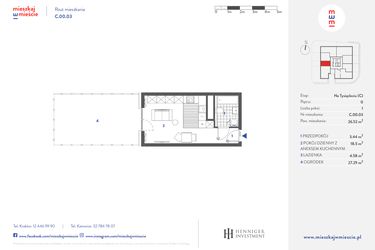 Rzut - Mieszkanie na sprzedaż 1 pokój o powierzchni 26,52 m² - numer C.00.03 w Mieszkaj w mieście - Na Tysiącleciu budynek C