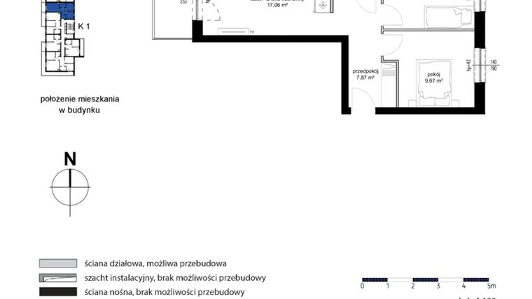Rzut - Mieszkanie na sprzedaż 3 pokoje o powierzchni 49,01 m² - numer M20 w Kwarcowe Wzgórze