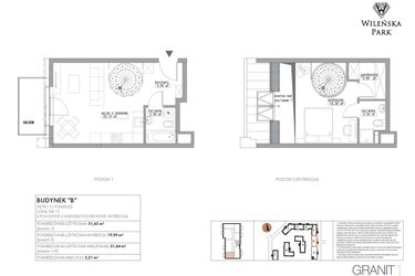 Rzut - Mieszkanie na sprzedaż 2 pokoje o powierzchni 51,64 m² - numer B12 w Wileńska Park