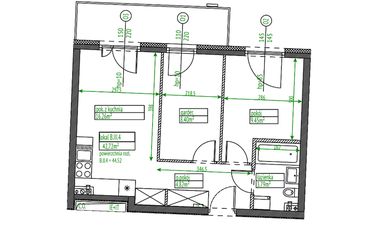 Rzut - Mieszkanie na sprzedaż 2 pokoje o powierzchni 42,72 m² - numer B.III.4 w Osiedle Opolska