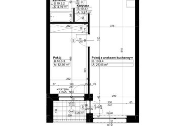 Rzut - Mieszkanie na sprzedaż 2 pokoje o powierzchni 47,37 m² - numer B/10/3 w Świerzawska 13