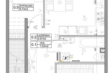 Rzut - Mieszkanie na sprzedaż 3 pokoje o powierzchni 48,03 m² - numer 63 w Manufaktura Marki 2 etap III