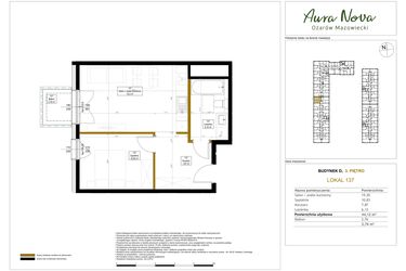 Rzut - Mieszkanie na sprzedaż 2 pokoje o powierzchni 44,12 m² - numer 137 w Aura Nova etap II