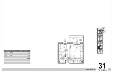 Rzut - Mieszkanie na sprzedaż 2 pokoje o powierzchni 31,06 m² - numer A.9.M.31 w Sobola Biel A9