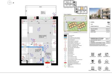 Rzut - Mieszkanie na sprzedaż 1 pokój o powierzchni 28,62 m² - numer 19 w Harmony Antoninek