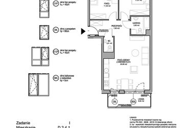 Rzut - Mieszkanie na sprzedaż 3 pokoje o powierzchni 63,28 m² - numer D.2.4.1 w Rumia Centralna