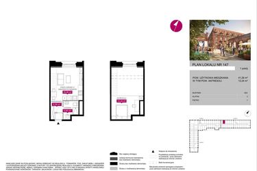 Rzut - Mieszkanie na sprzedaż 1 pokój o powierzchni 41,26 m² - numer G2.147 w Fuzja Lofty