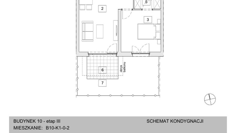 Rzut - Mieszkanie na sprzedaż 2 pokoje o powierzchni 47,67 m² - numer B10-K1-0-2 w Żerniki na Novo III