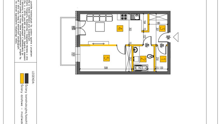Rzut - Mieszkanie na sprzedaż 2 pokoje o powierzchni 46 m² - numer B15 w Park nad Strumykiem