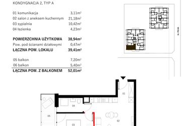 Rzut - Mieszkanie na sprzedaż 2 pokoje o powierzchni 38,19 m² - numer M8 w SUNDAY Resort Ustronie Morskie II