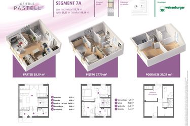 Rzut - Dom na sprzedaż 3 pokoje o powierzchni 115,25 m² - numer 7a w Osiedle Pastell