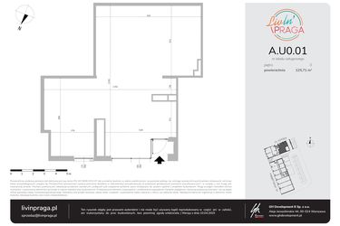 Rzut - Lokal użytkowy na sprzedaż 1 pokój o powierzchni 125,71 m² - numer A.U0.01 w Livin' Praga