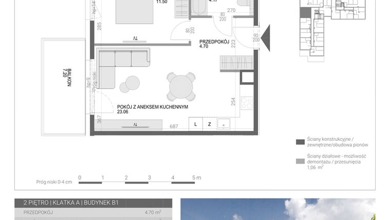 Rzut - Mieszkanie na sprzedaż 2 pokoje o powierzchni 43,43 m² - numer M25 w Modern House II
