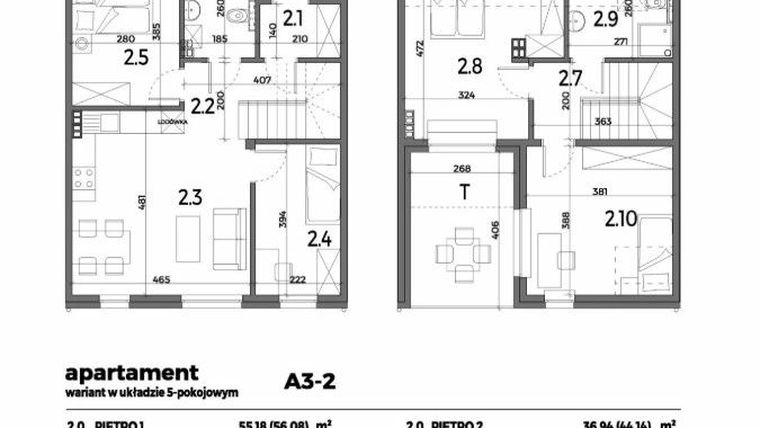 Rzut - Mieszkanie na sprzedaż 4 pokoje o powierzchni 92,12 m² - numer A3-2 w Aleja Miodowa