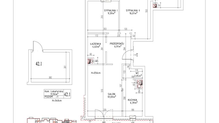 Rzut - Mieszkanie na sprzedaż 3 pokoje o powierzchni 68,85 m² - numer M-109 w Nałęczowska