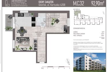 Rzut - Mieszkanie na sprzedaż 4 pokoje o powierzchni 92,9 m² - numer M.C.32 w Cichy Zakątek