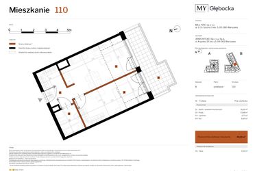 Rzut - Mieszkanie na sprzedaż 2 pokoje o powierzchni 40,1 m² - numer 110 w MY Głębocka