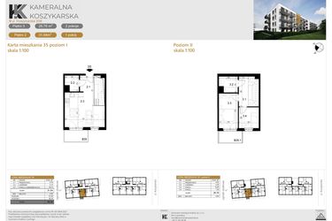 Rzut - Mieszkanie na sprzedaż 3 pokoje o powierzchni 58,4 m² - numer LM35 w Kameralna Koszykarska